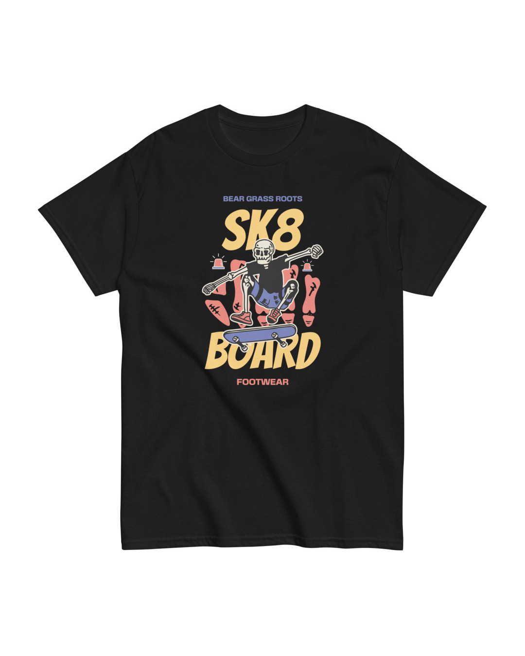 Black 'SK8 Board Footwear Bones' Classic T-Shirt